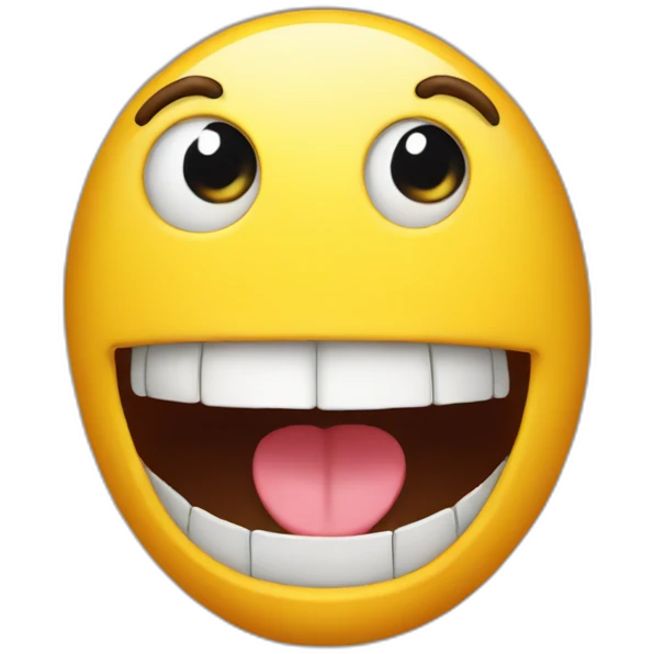 the emoji 😀 with a giant mouth emoji