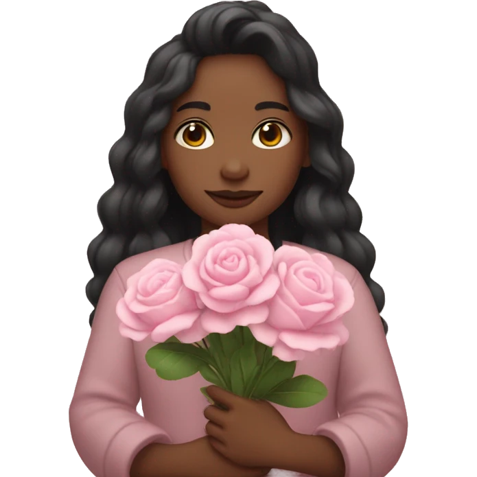 Me holding baby pink flowers  emoji