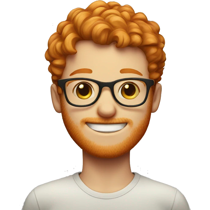 Ginger boy with freckles and glasses smiling emoji