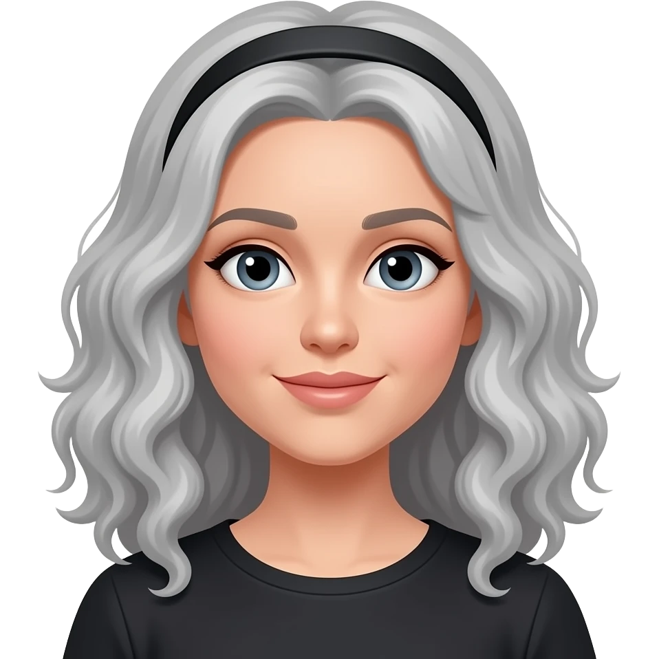 Gray curly hair woman with a headband emoji