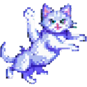 pixel art cat mid-leap, claws out, classic retro style emoji
