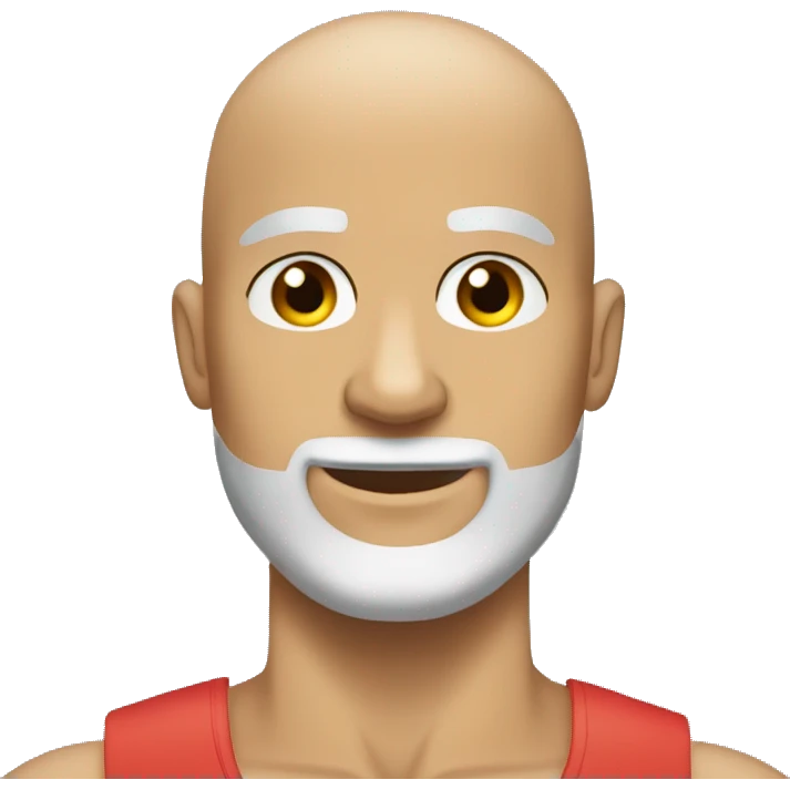shaved head, beard, athletic muscular build emoji
