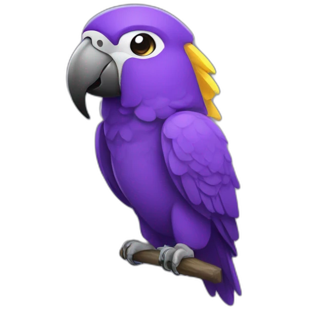 parrot in purple hoodie with headphone emoji