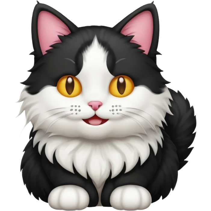 A black colored bicolor cat emoji full body emoji