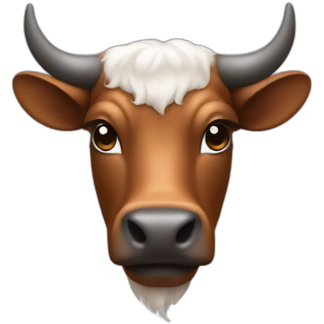 a brown bull white spot on head question emoji