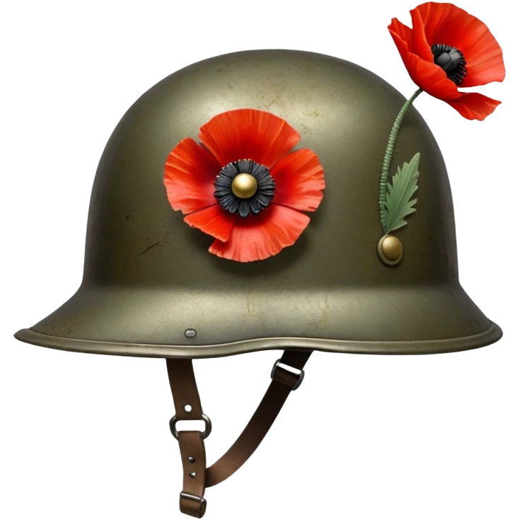 red poppy flower with soldier helmet emoji