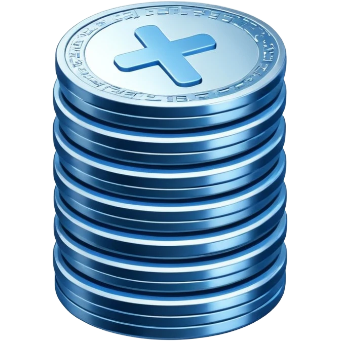 stack of blue and white coins emoji