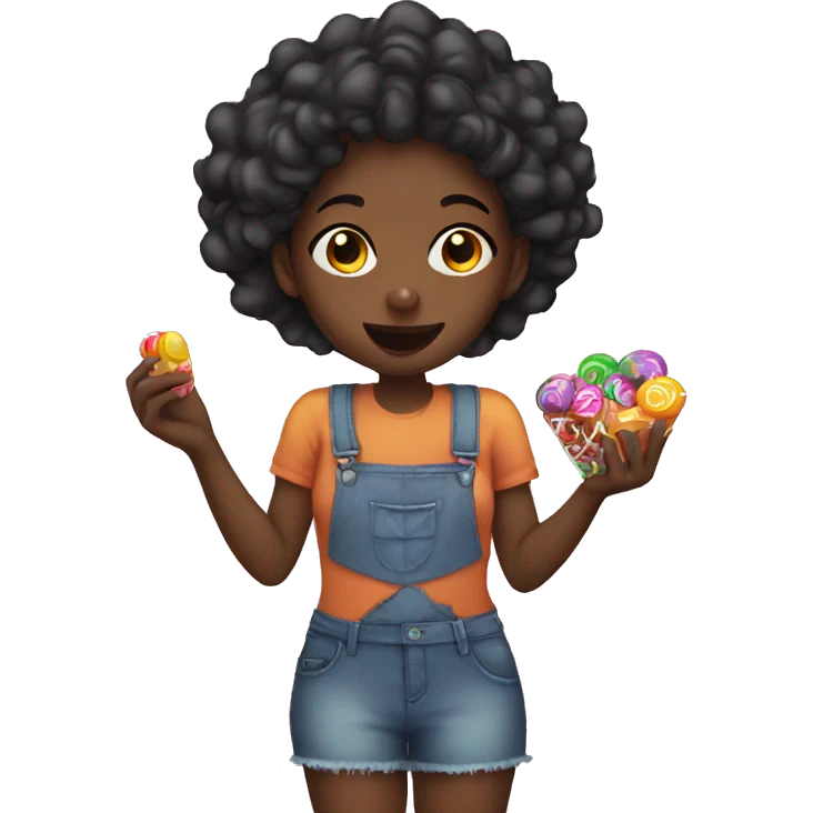 black girl eating candy emoji