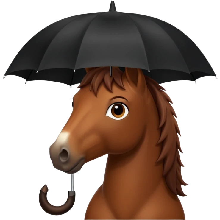 horse with black umbrella closeup view emoji