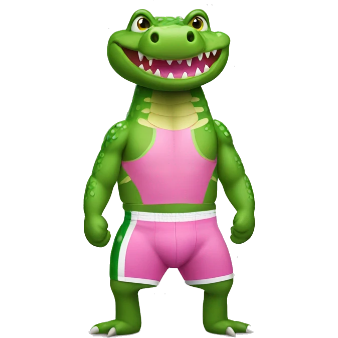 Crocodile wearing pink wrestling trunks  emoji