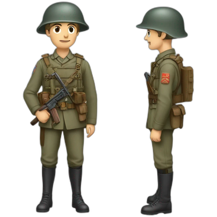 un soldat français de la première guerre mondiale avec son arme emoji