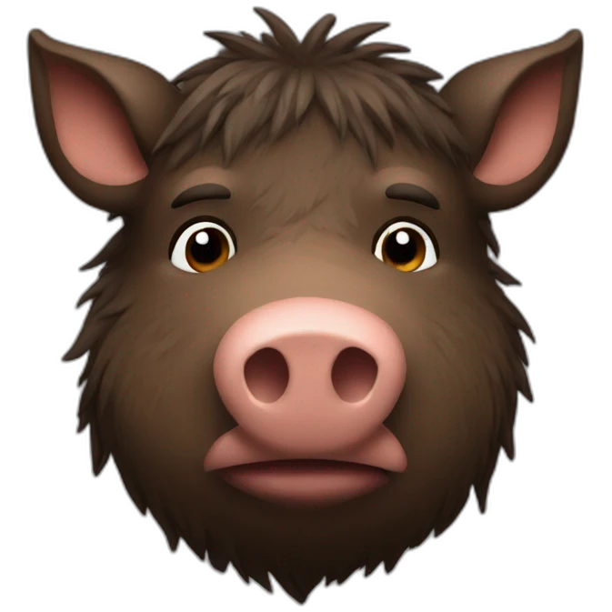 fullface sad brown boar with stubble in a black winter ha emoji