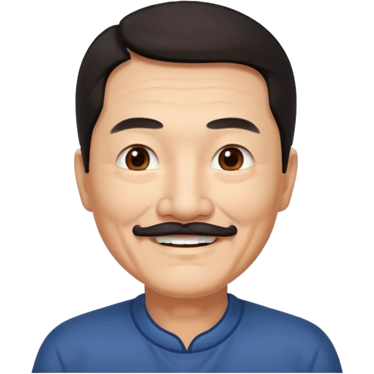 Older Chinese man with dark hair and full turn down mustache emoji