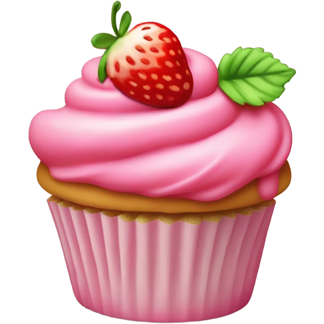  Cupcake with strawberry cheesecake on it  emoji
