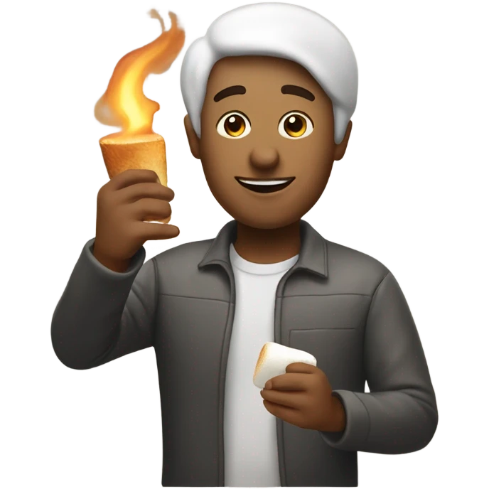 someone toasting a marshmallow emoji