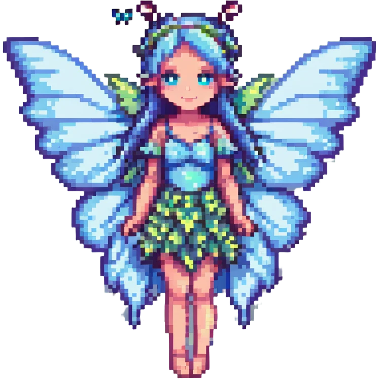 pixel art fairy with butterfly wings, pastel colors emoji
