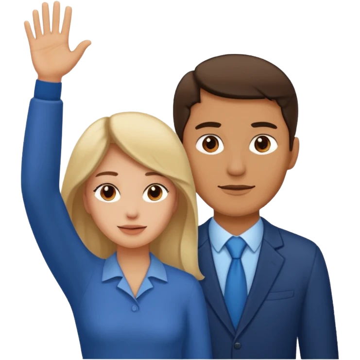 Man behind a bent over woman with his hand up emoji