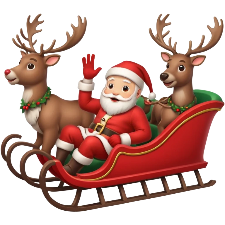 Santa in sleigh with 8 Reindeers emoji