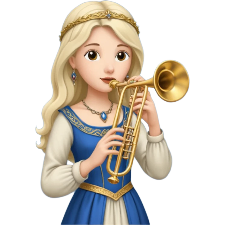 medieval female poet with a trumpet emoji