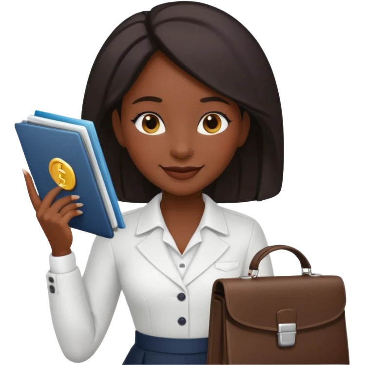 a financier black skin girl with a portfolio emoji