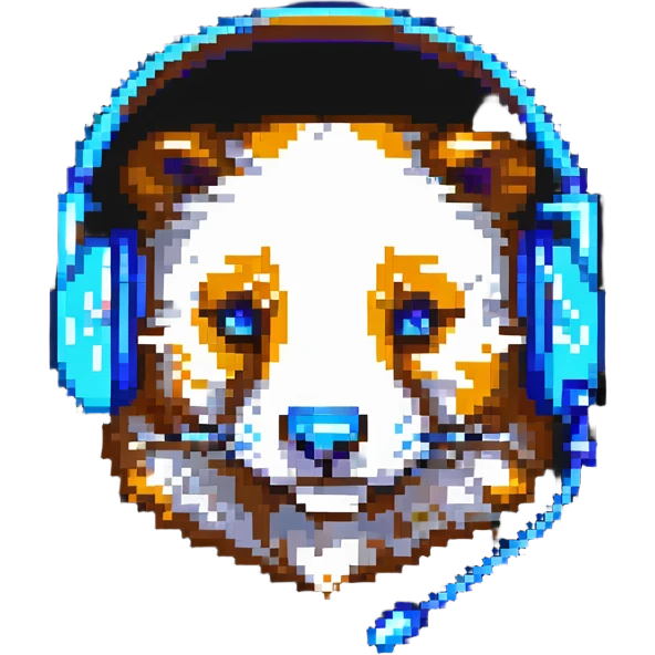 pixel art badger head with a gaming headset, bold and clear pixels, retro look emoji