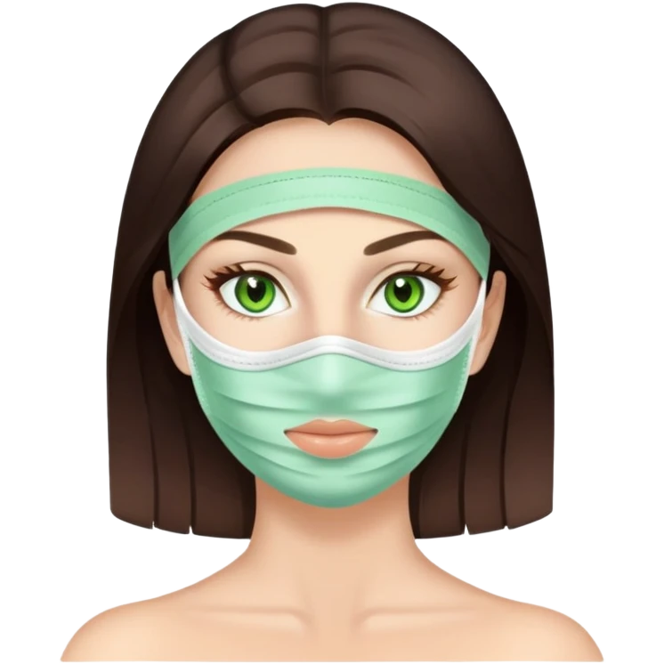 Brunnet With green eyes and a spa facemask emoji