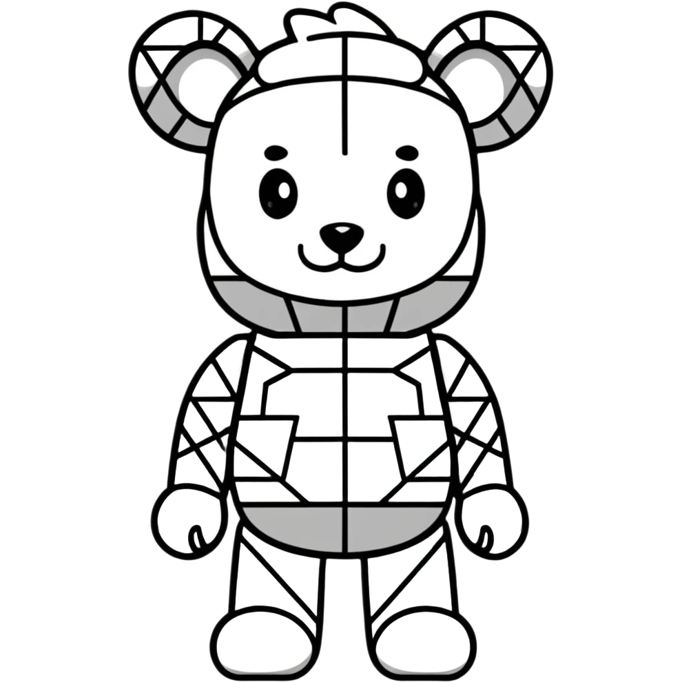 cute bearbrick toy figure with geometric patterns emoji