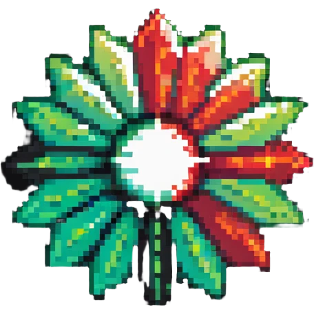 Star-shaped members badge with green to red gradient rays emanating from center emoji