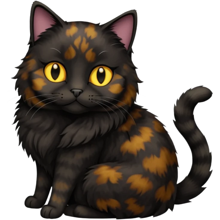 Tourtish black cat with yellow eyes loafing/sitting emoji