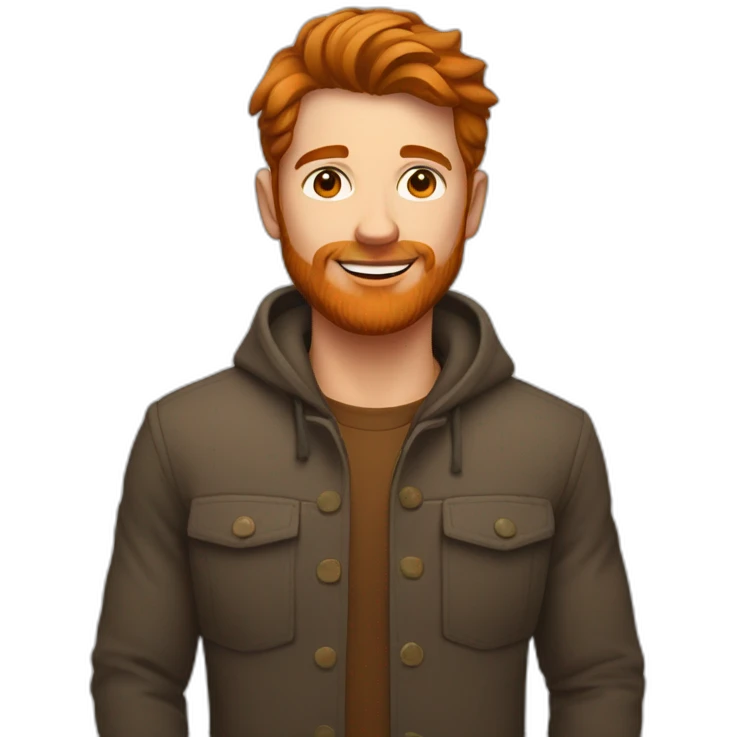Personne rousse avec un grand brun emoji