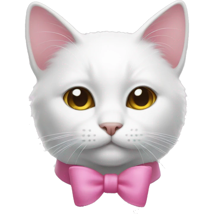a white cat with a pink bow emoji