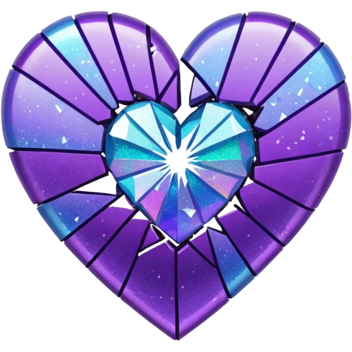 glitter cian and purple broken heart emoji