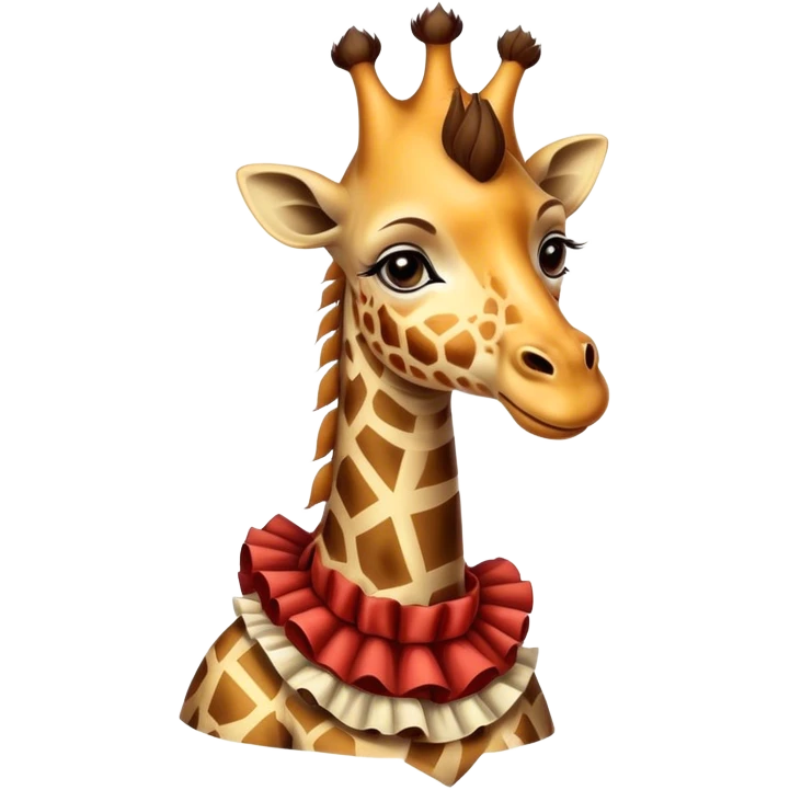 Vintage circus giraffe wearing neck ruffle emoji