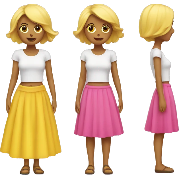 Yellow Emoji with a pink skirt emoji