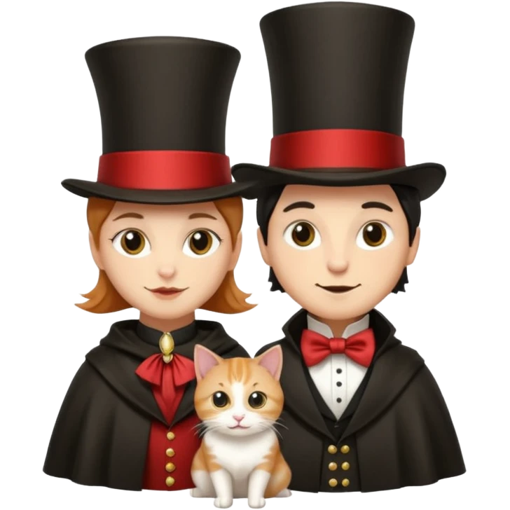 magician couple and their pet cat emoji