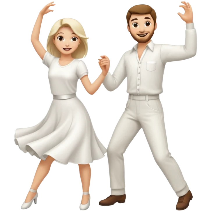 Man and woman dancing white emoji