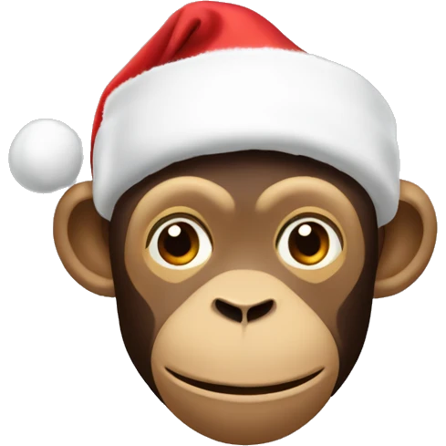 A monkey with his eyes closed in a Christmas kalpok emoji