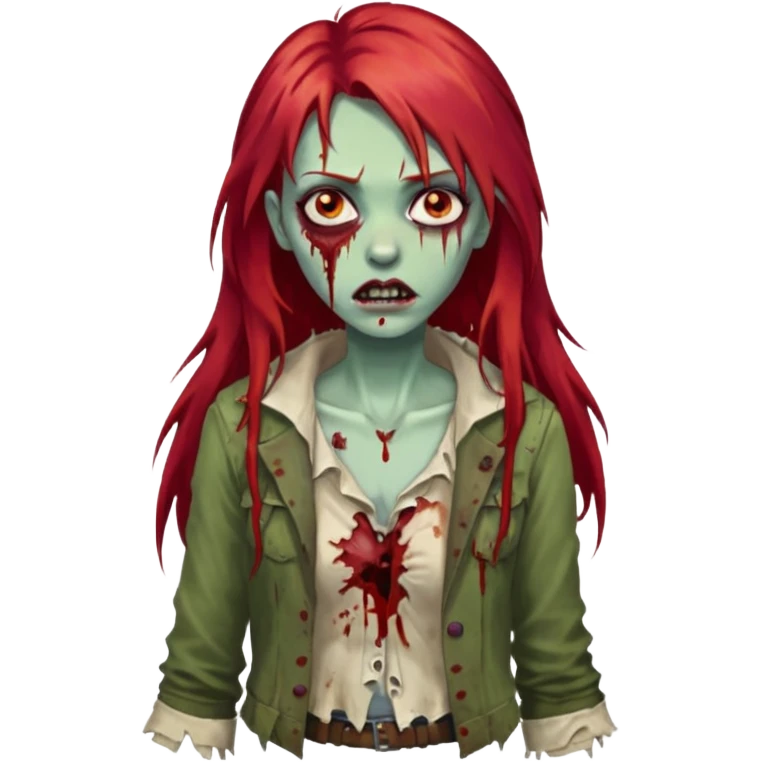 Franja cabelo ruivo comprido zombie emoji