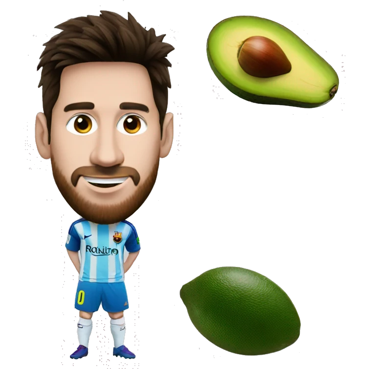 messi whit a aguacate emoji