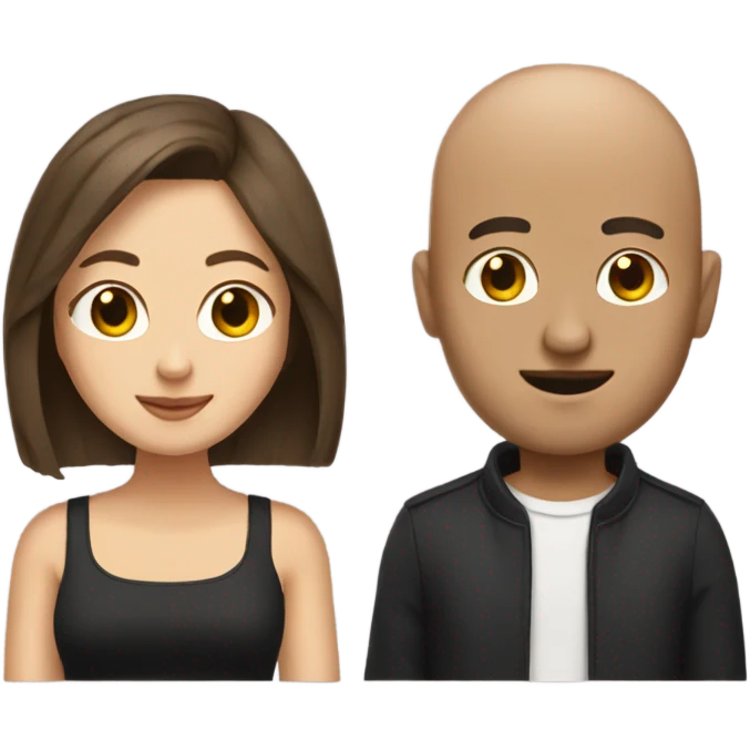 Bald guy and brown hair girl at a concert emoji