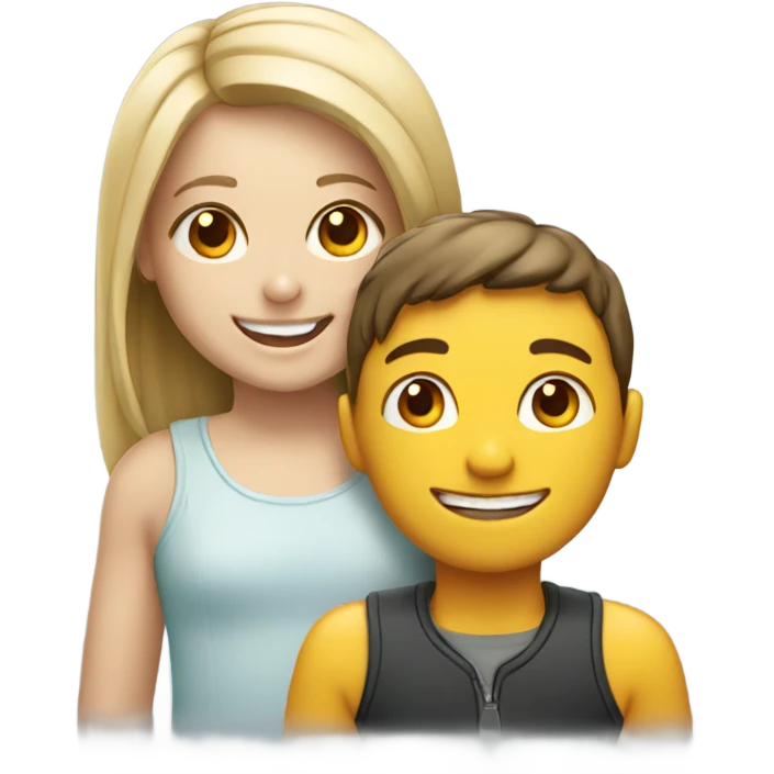 smiling girl with boy in background emoji