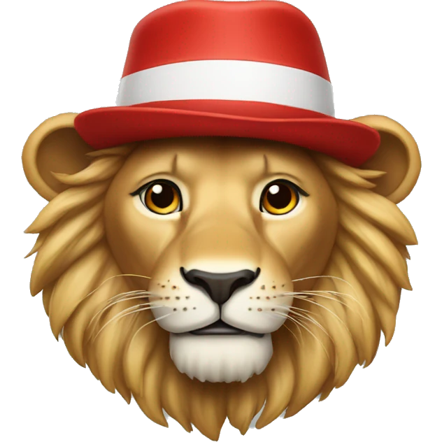 A Lion with a Red and White hat emoji