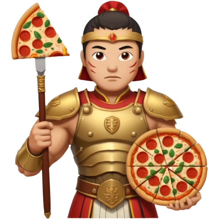 chinese ancient warrior with pizza emoji
