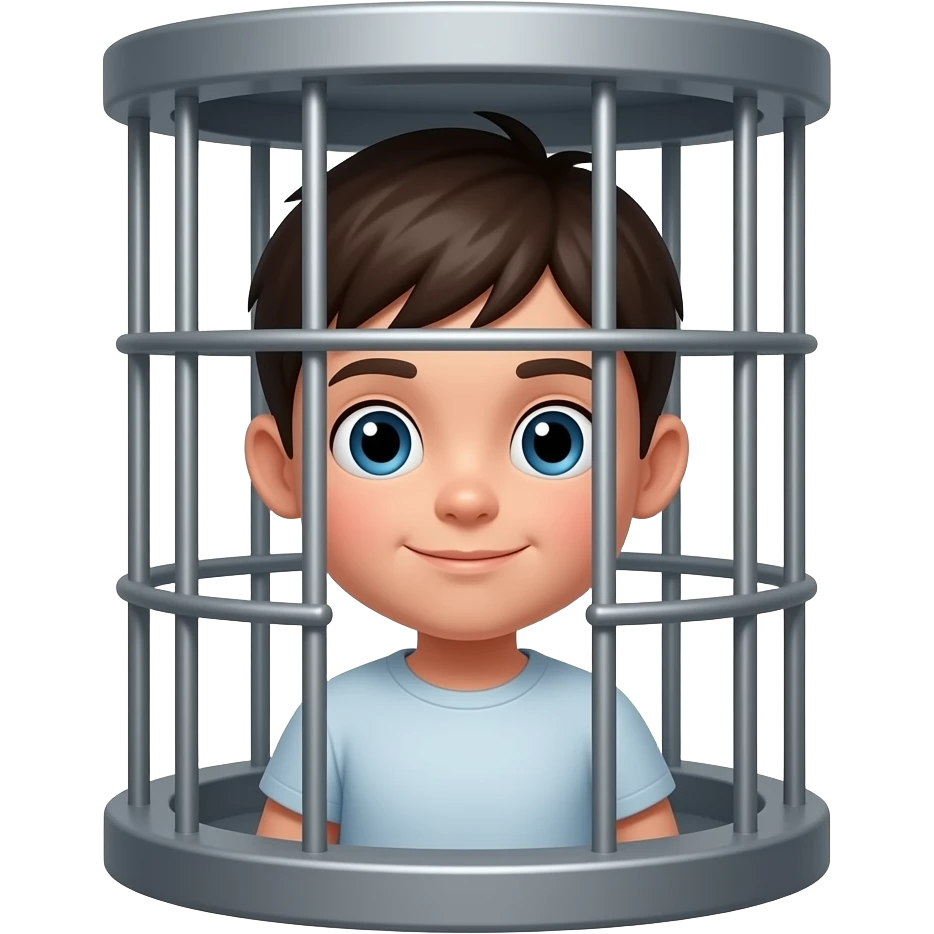 jaula con un niño atrapado emoji