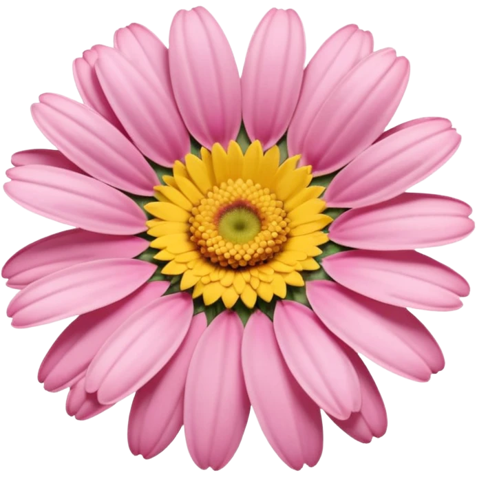 “A Polaroid-style photo of a pink daisy  emoji