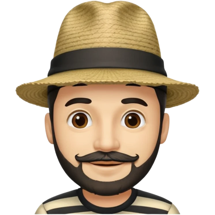 A happy fair skinned Colombian man with some facial hair wearing a black and beige stripped Colombian hat  emoji