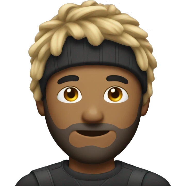 Guy wearing ski mask with hair sticking out slightly  emoji