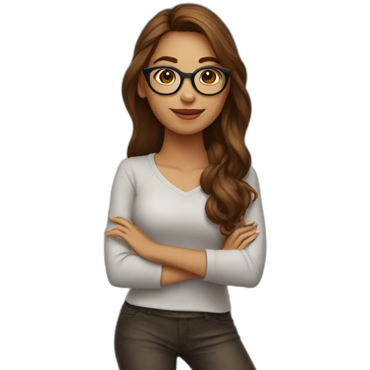 joven mujer cabello marron y lentes emoji