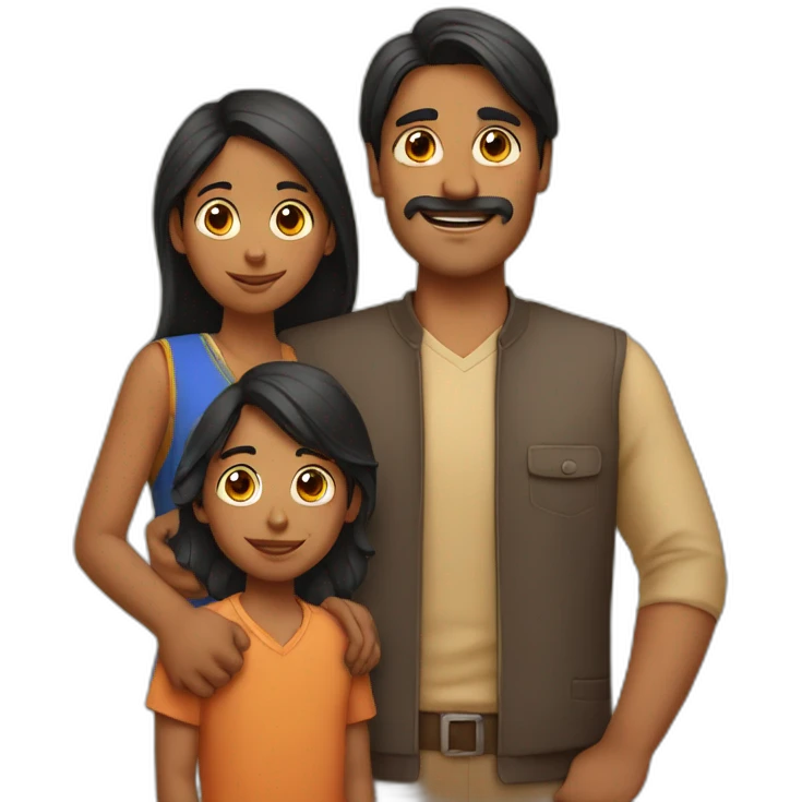 indian family with dad and son straight haired emoji