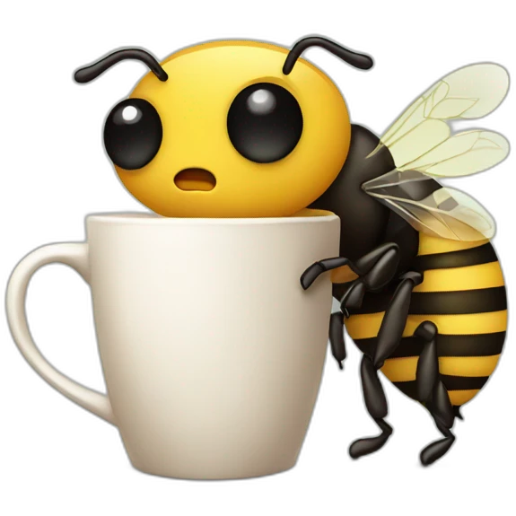 Tired bee taking a coffee emoji